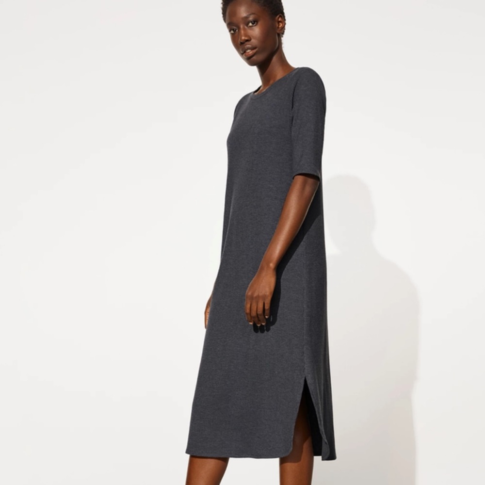 Eileen Fisher ribbed knit T-shirt dress in nocturne size M